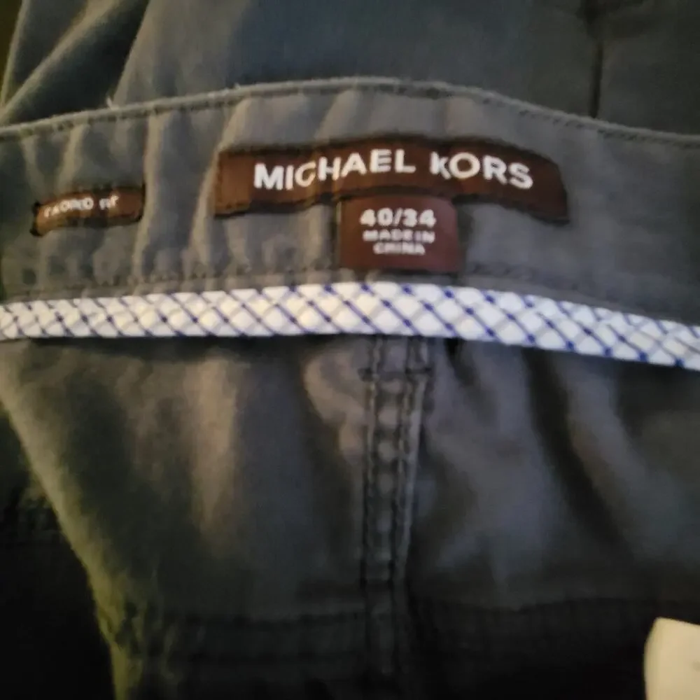Michael Kors‎ Men Pants Size 40 x 34 Tailored Fit Blue Gray Cotton Blend